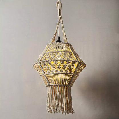 Handwoven Boho Macrame Pendant Light