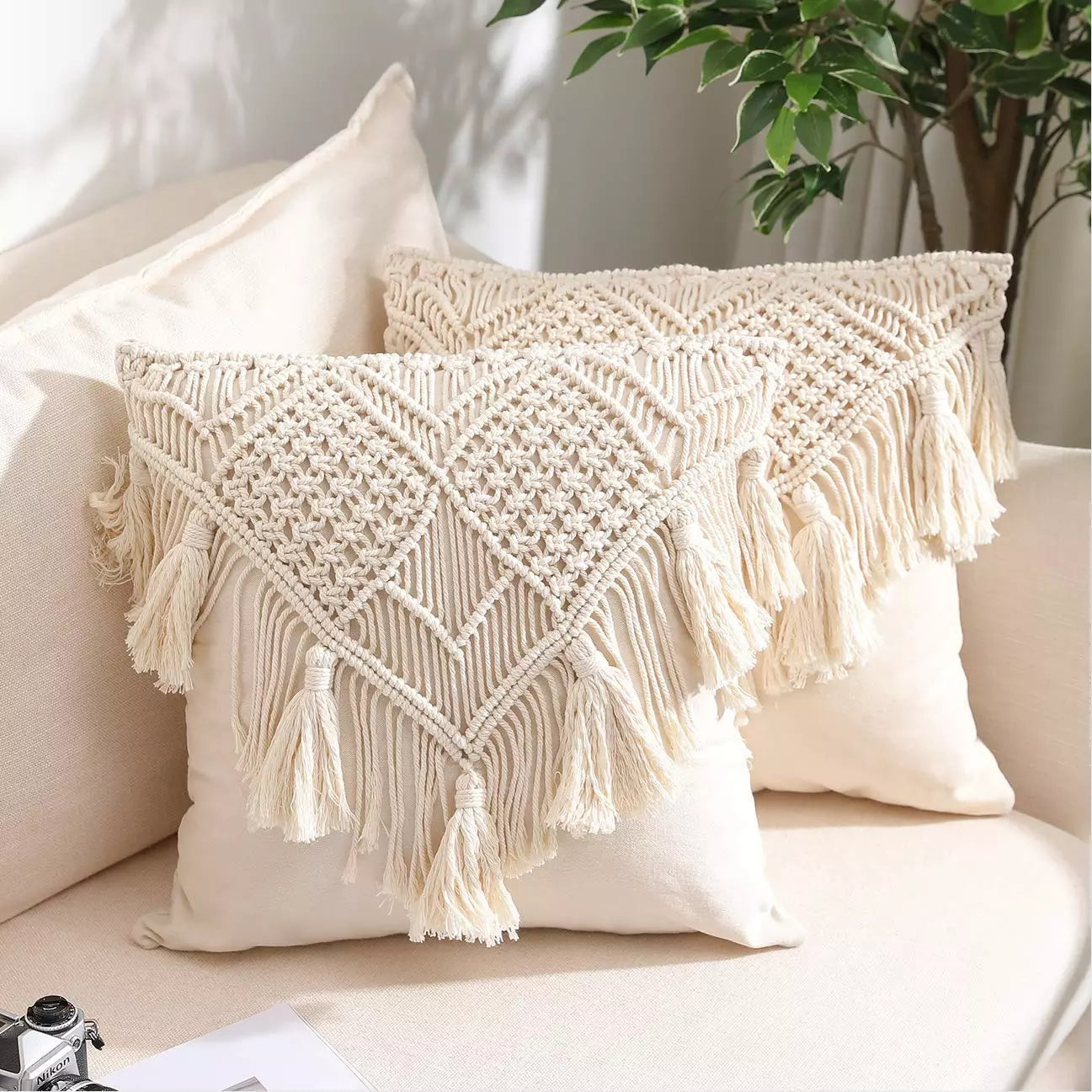 Premium White Macrame Pillow