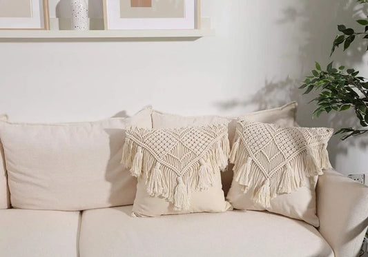 Premium White Macrame Pillow