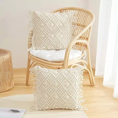 Soft White Macrame Decorative Cushion