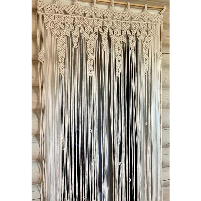 Decorative White Macrame Curtain Panels