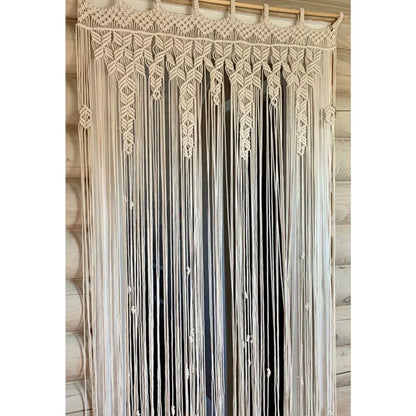 Decorative White Macrame Curtain Panels