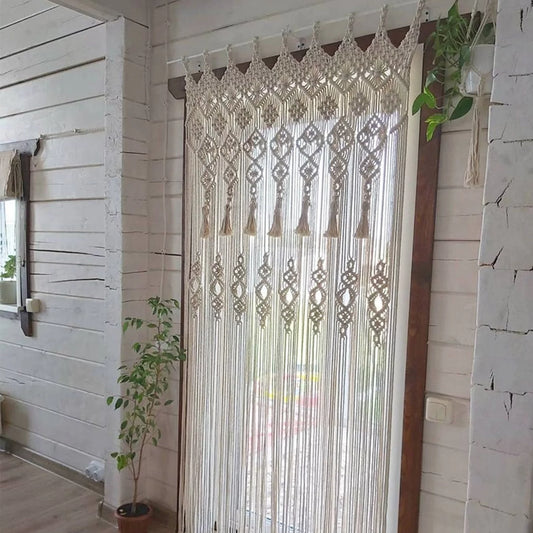 White Bohemian Macrame Curtain