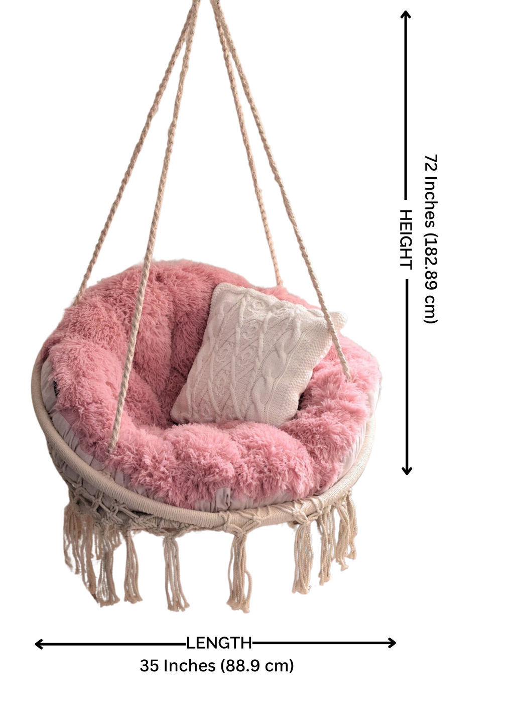 Handwoven Macrame Swing Chair for adult 35 inches