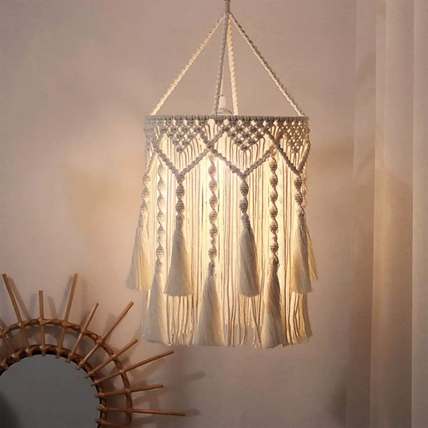 Handcrafted Macrame Tassel Pendant Light