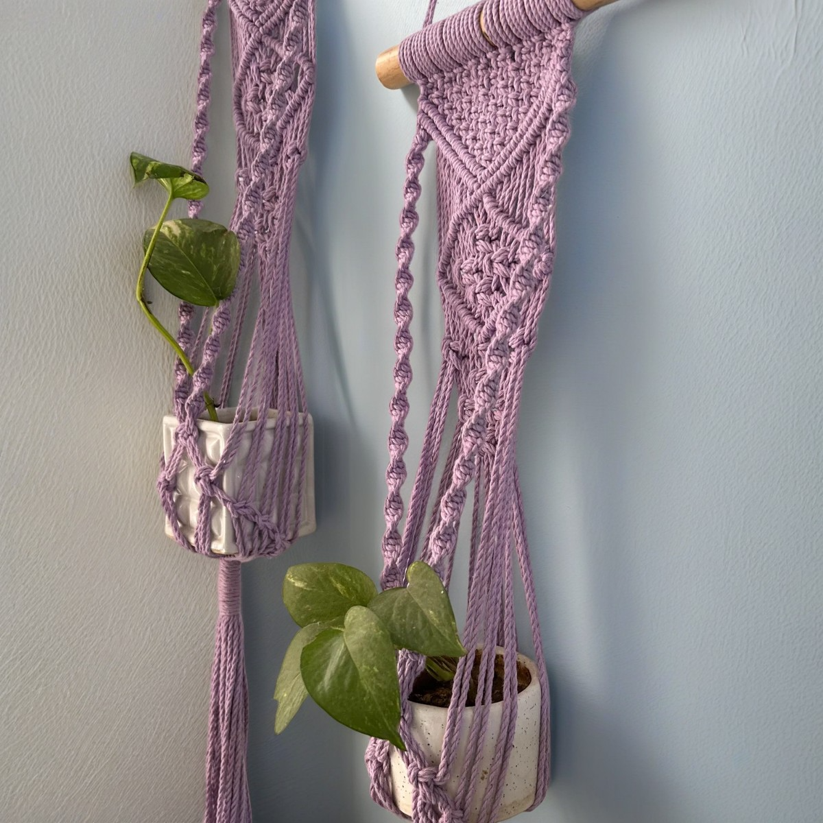 Set of 2 Boho Macrame Wall Hanging Plant Holders