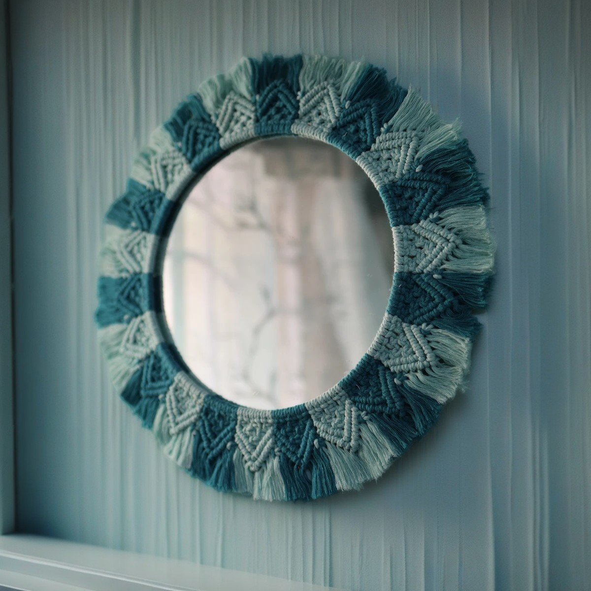 Ocean Breeze Macrame Mirror