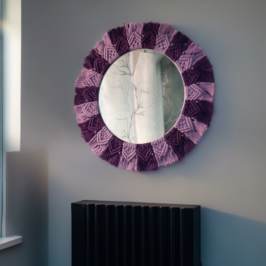 Lavender Bloom Macrame Mirror