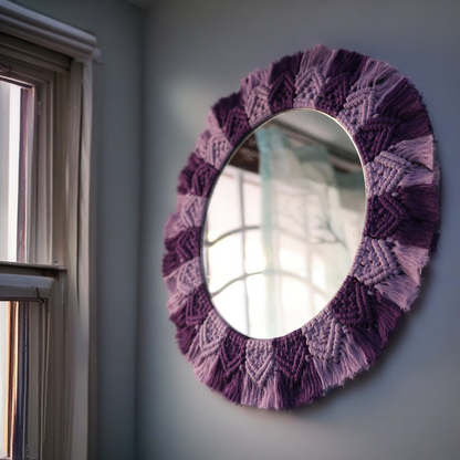 Lavender Bloom Macrame Mirror