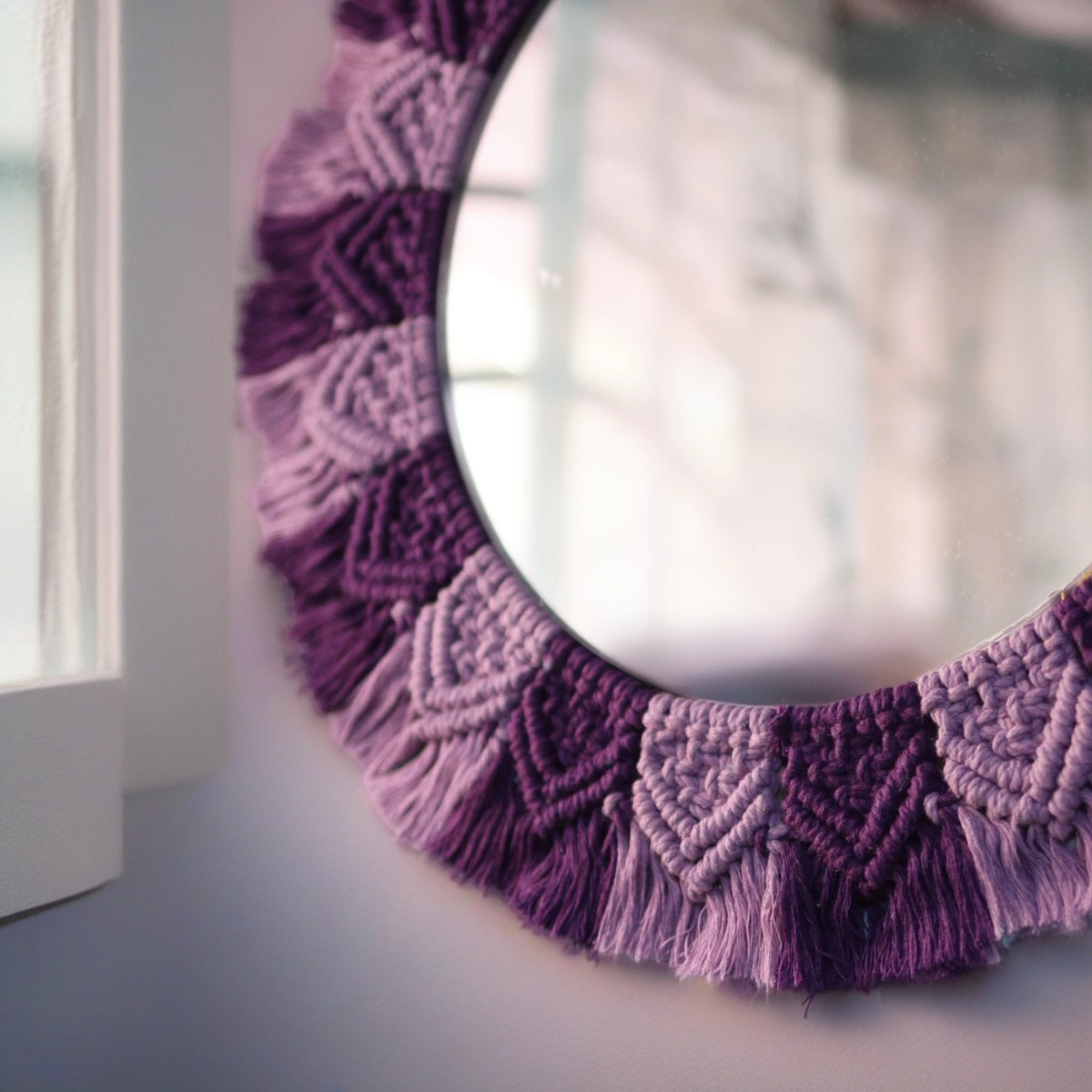 Lavender Bloom Macrame Mirror