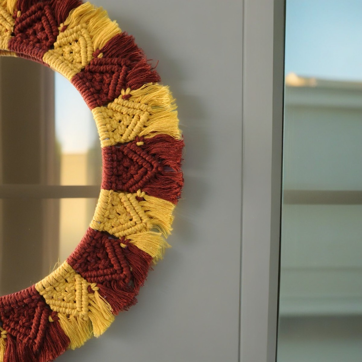 Sunflower Macrame Mirror