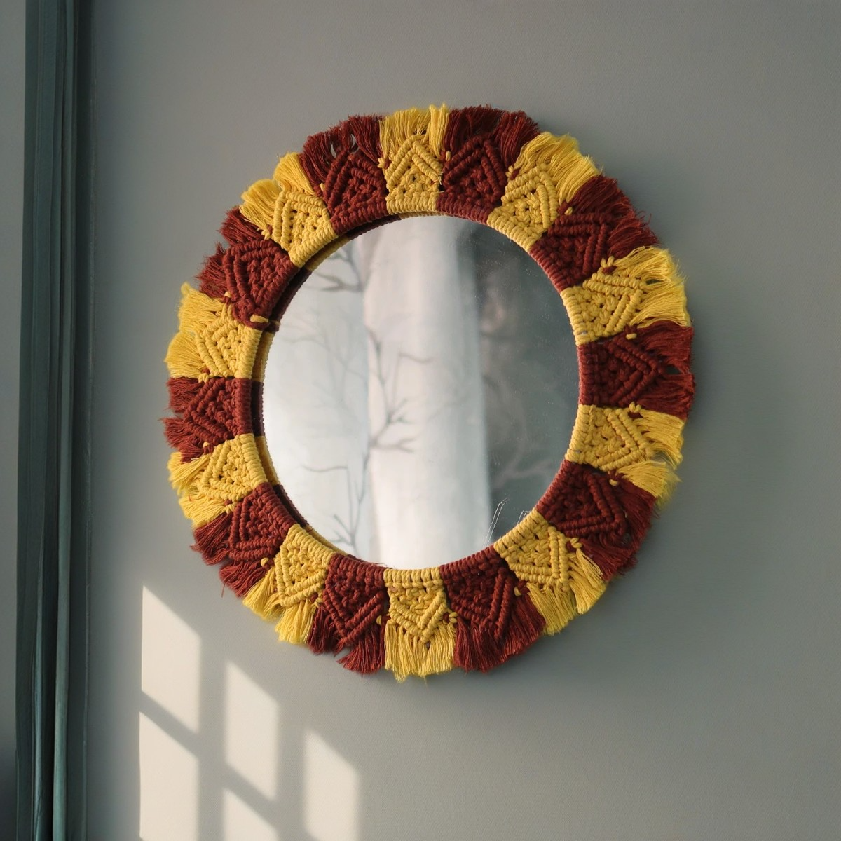 Sunflower Macrame Mirror