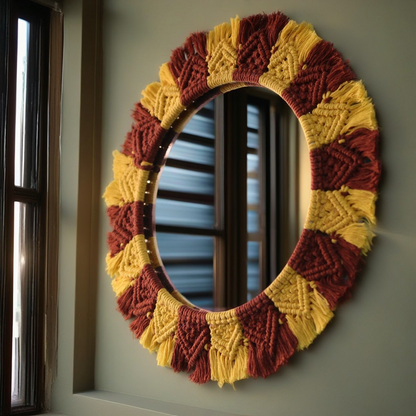 Sunflower Macrame Mirror