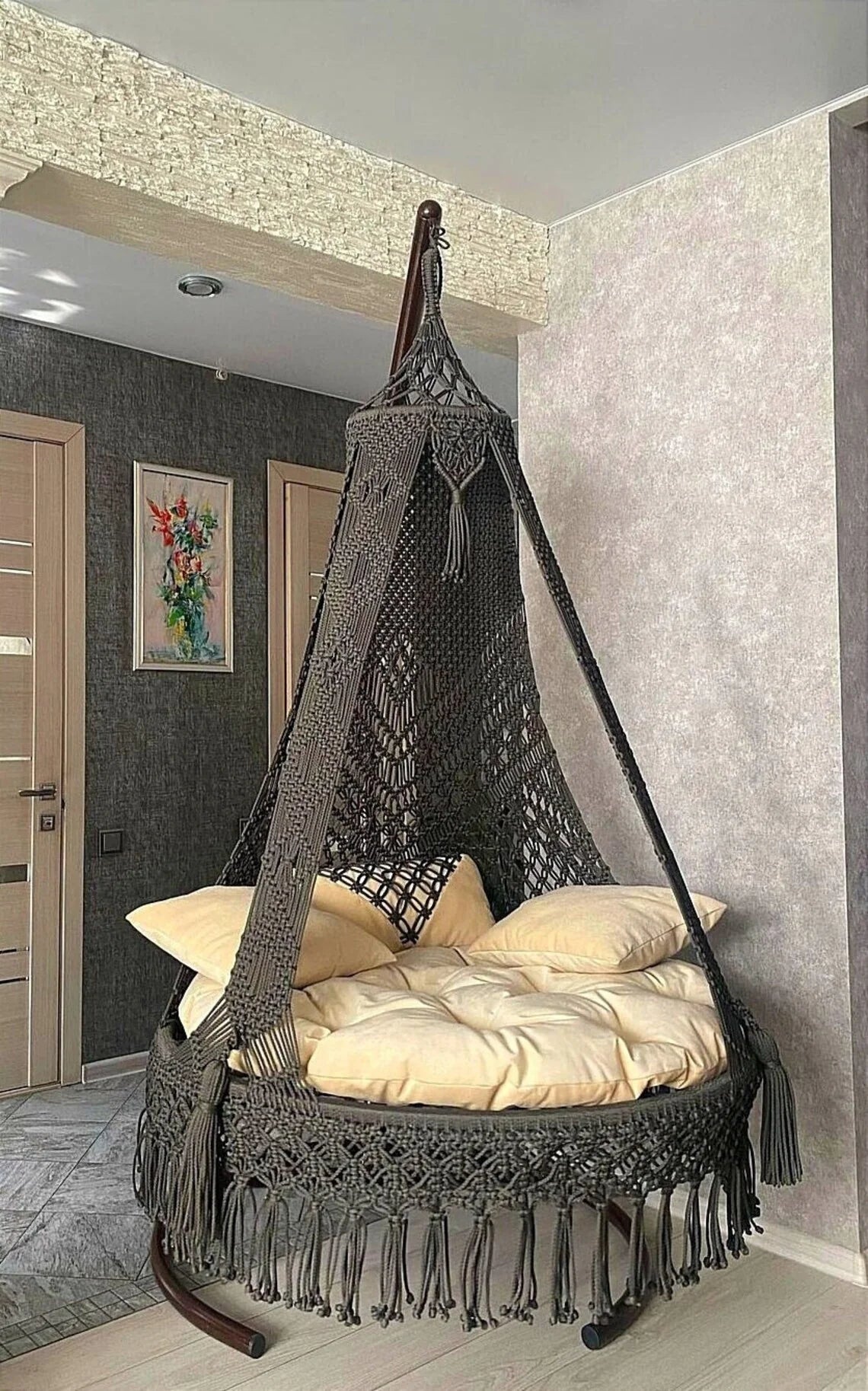 Dark Grey handmade hammock swing