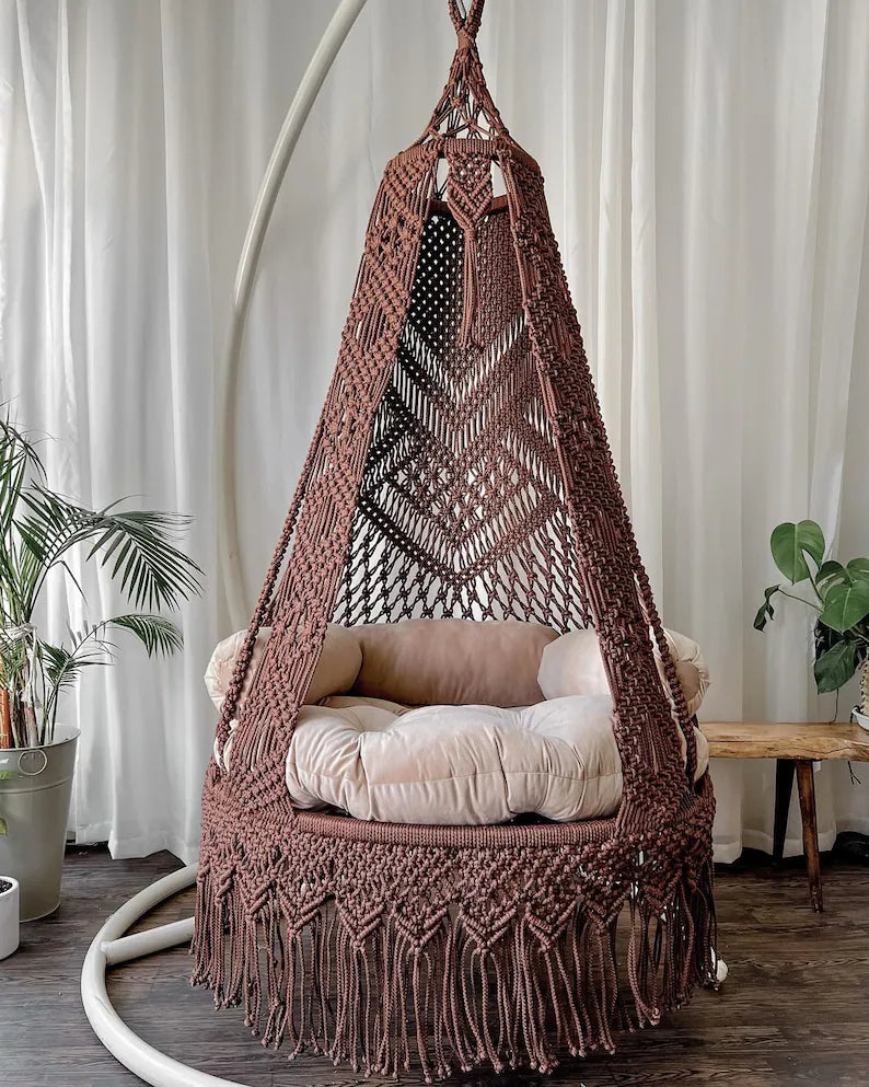 Rustic Hanging Macrame Chair
