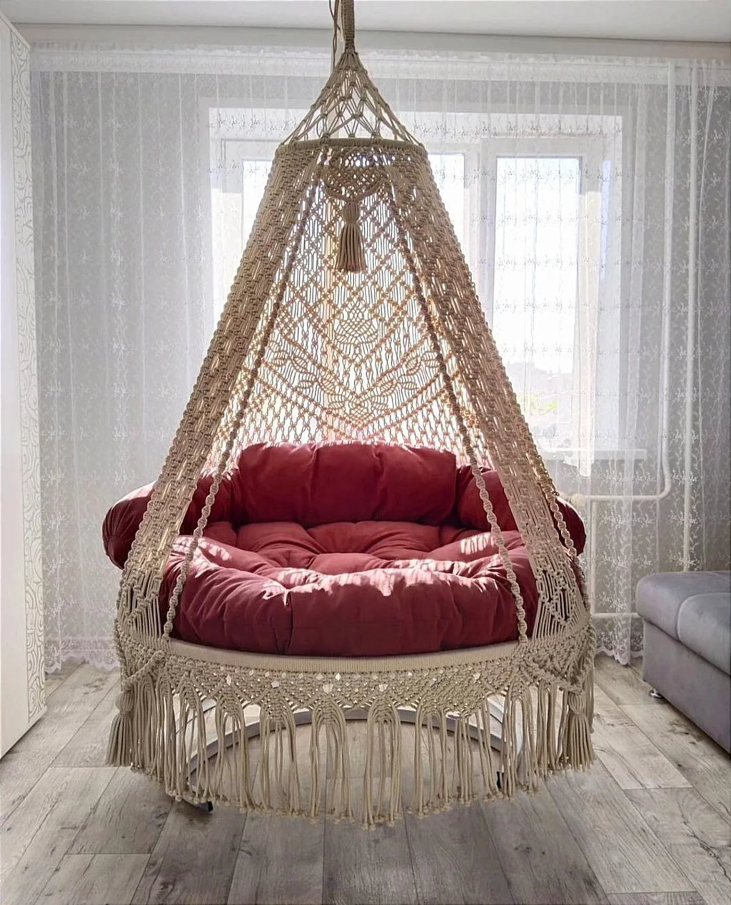 Rose macrame Double seater swing