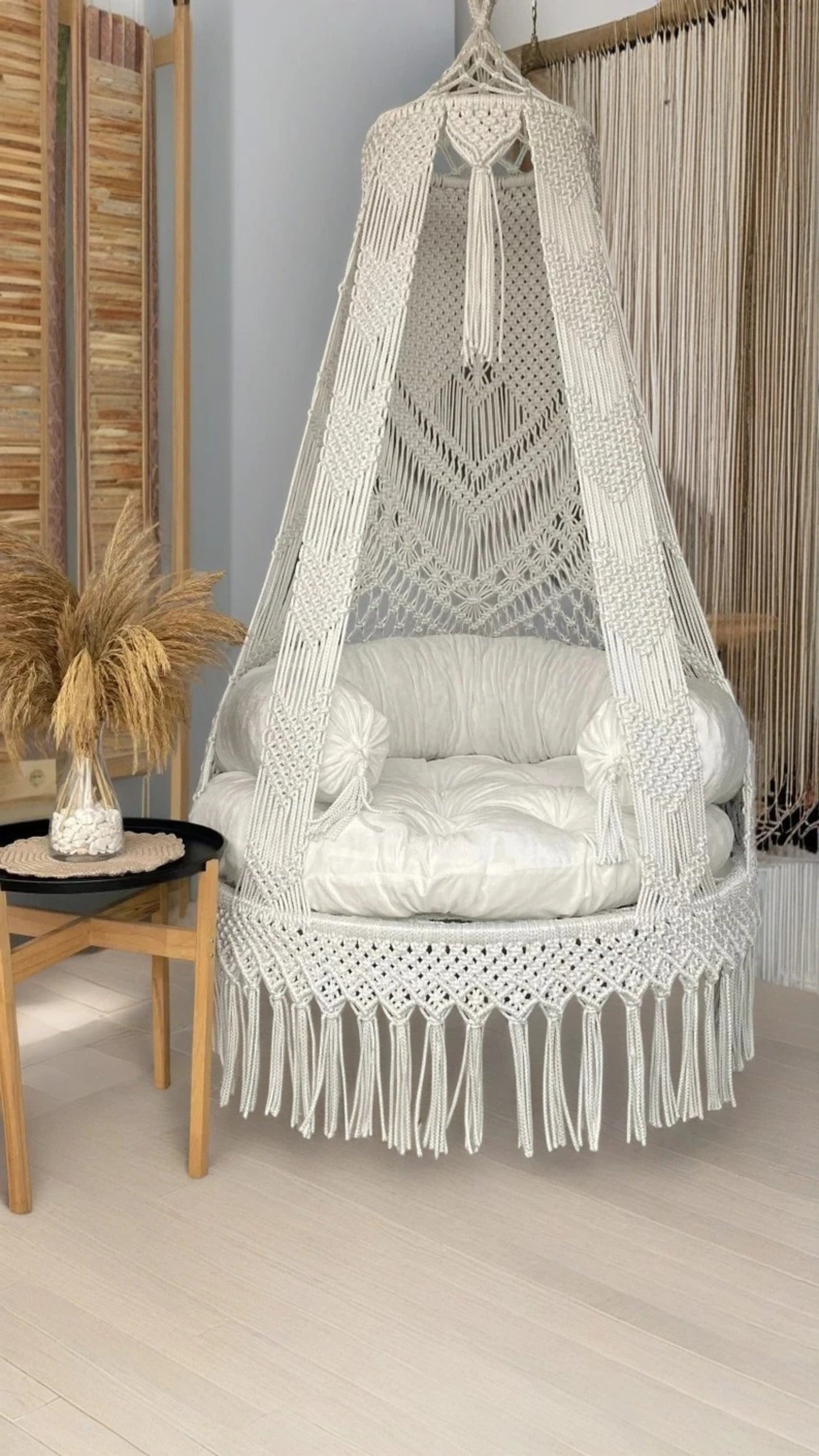 Dreamy White Macrame Swing