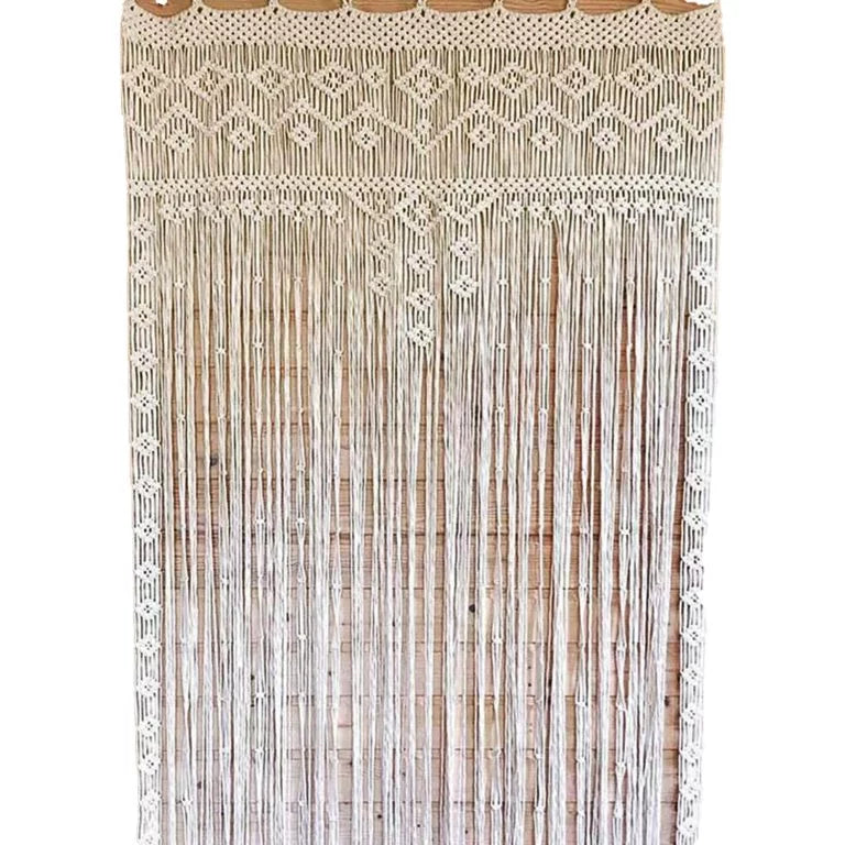 White Boho Macrame Curtains