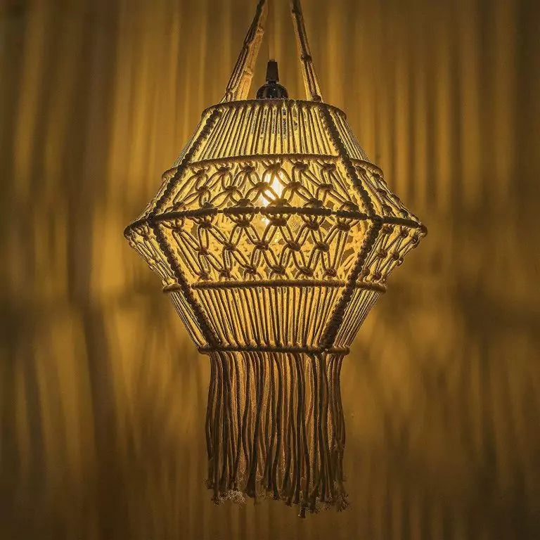 Handwoven Boho Macrame Pendant Light