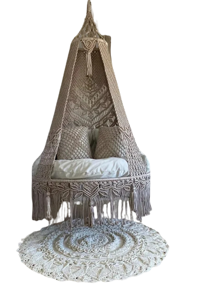 Warm Walnut Macrame Swing