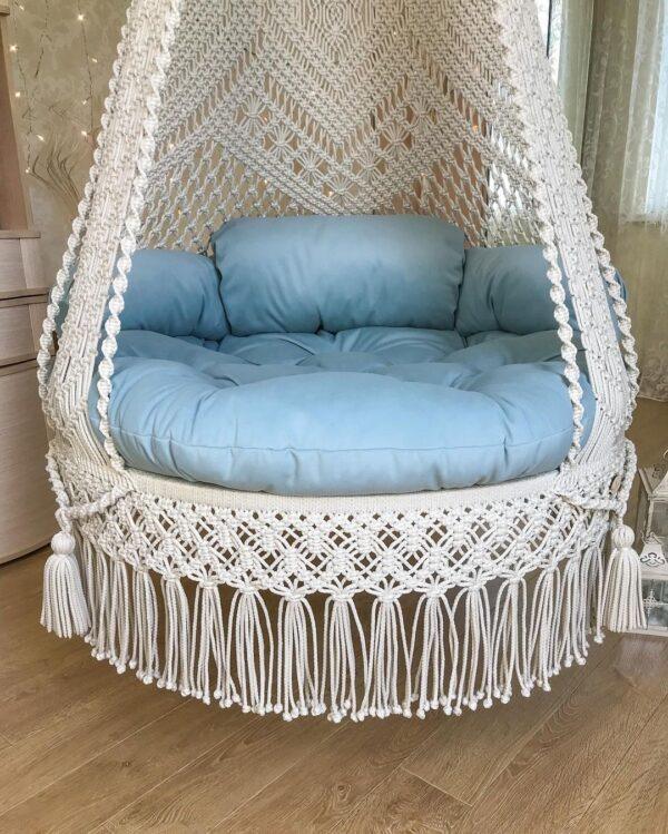 Periwinkle Adult Macrame Hanging Chair