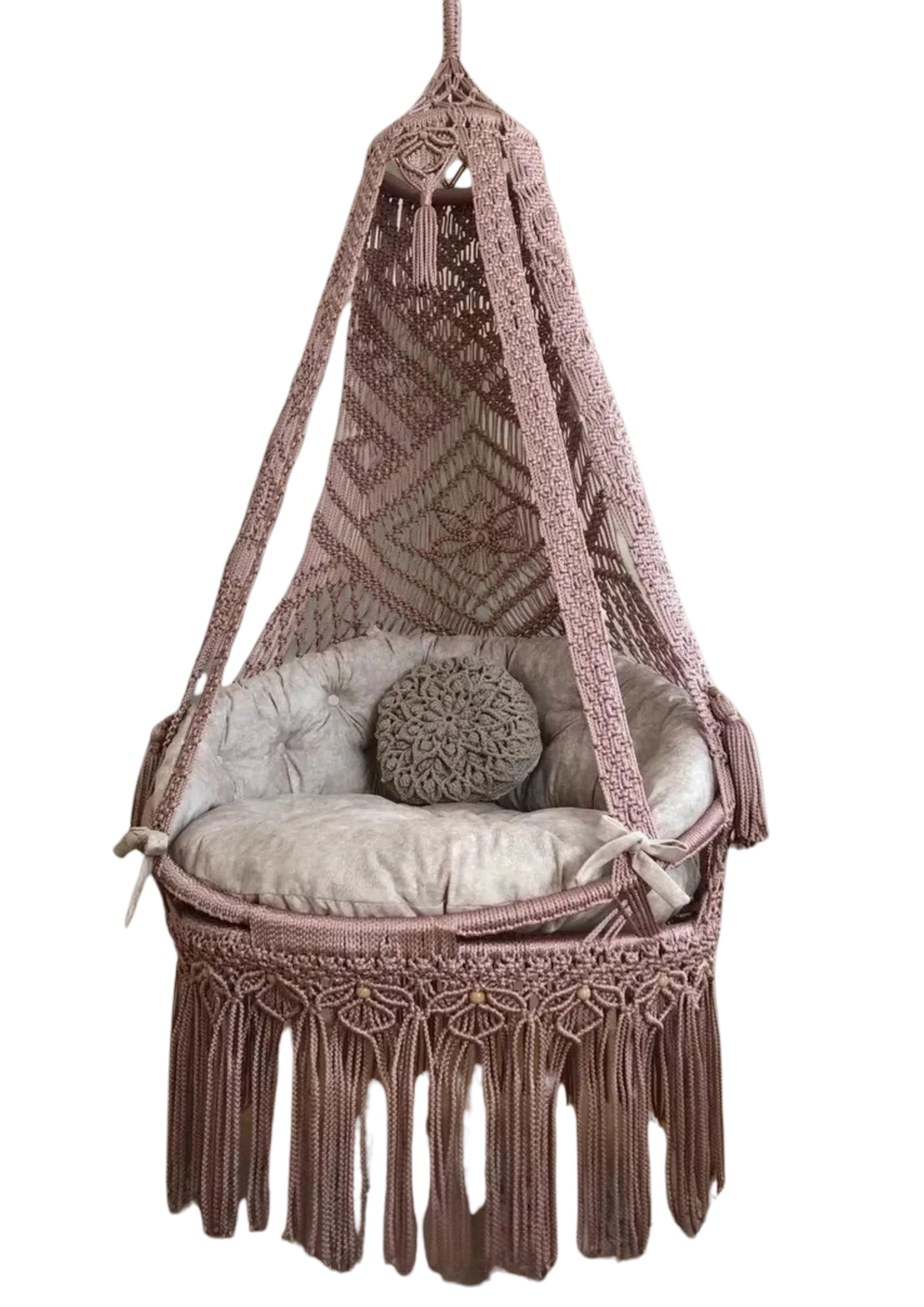 Macrame hammock swing pink