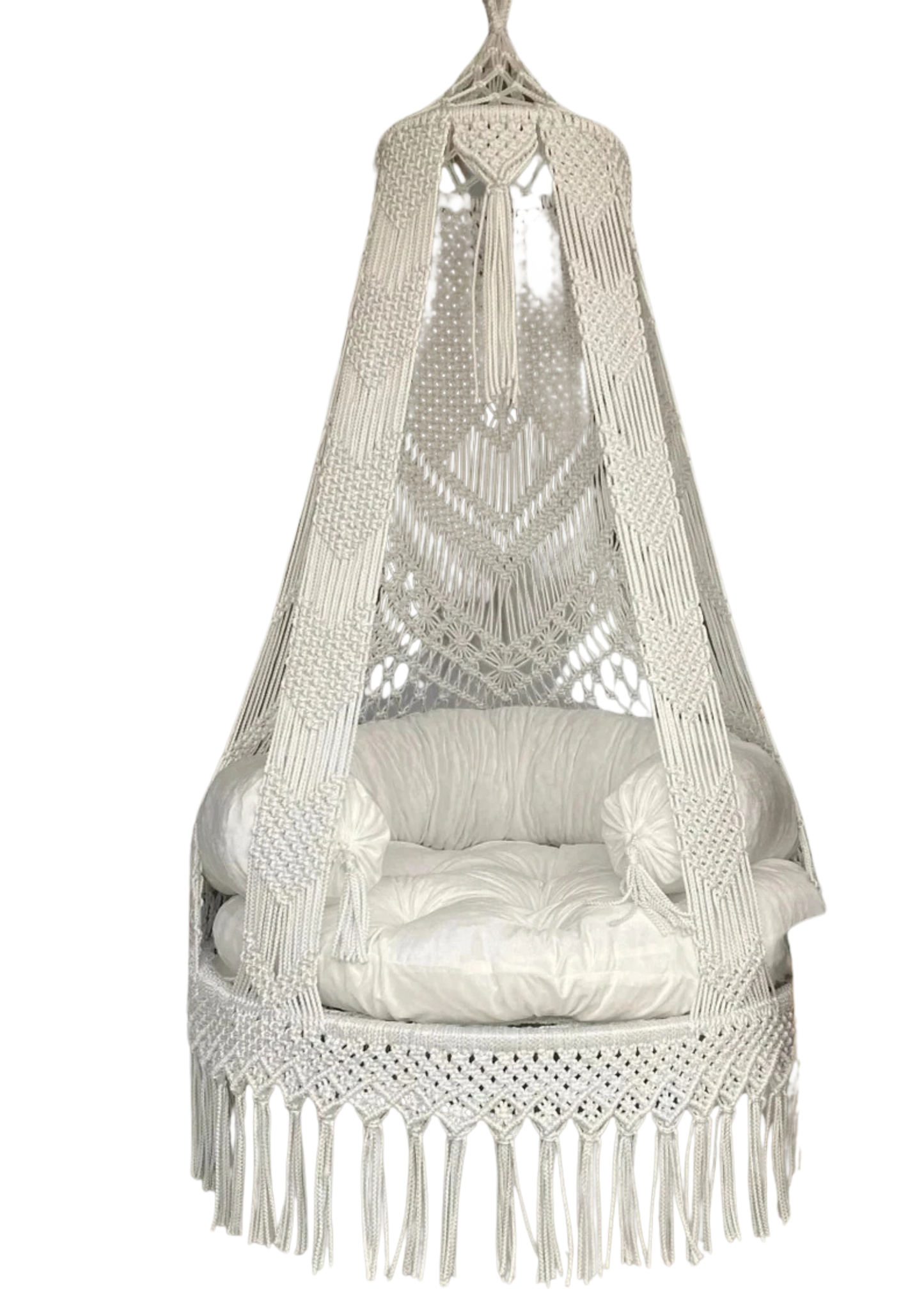 Dreamy White Macrame Swing