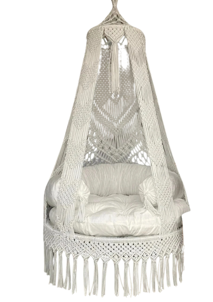 Dreamy White Macrame Swing