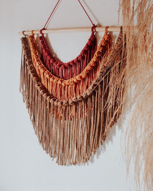 Handmade Boho Macrame Wall Hanging - Sunset Tones