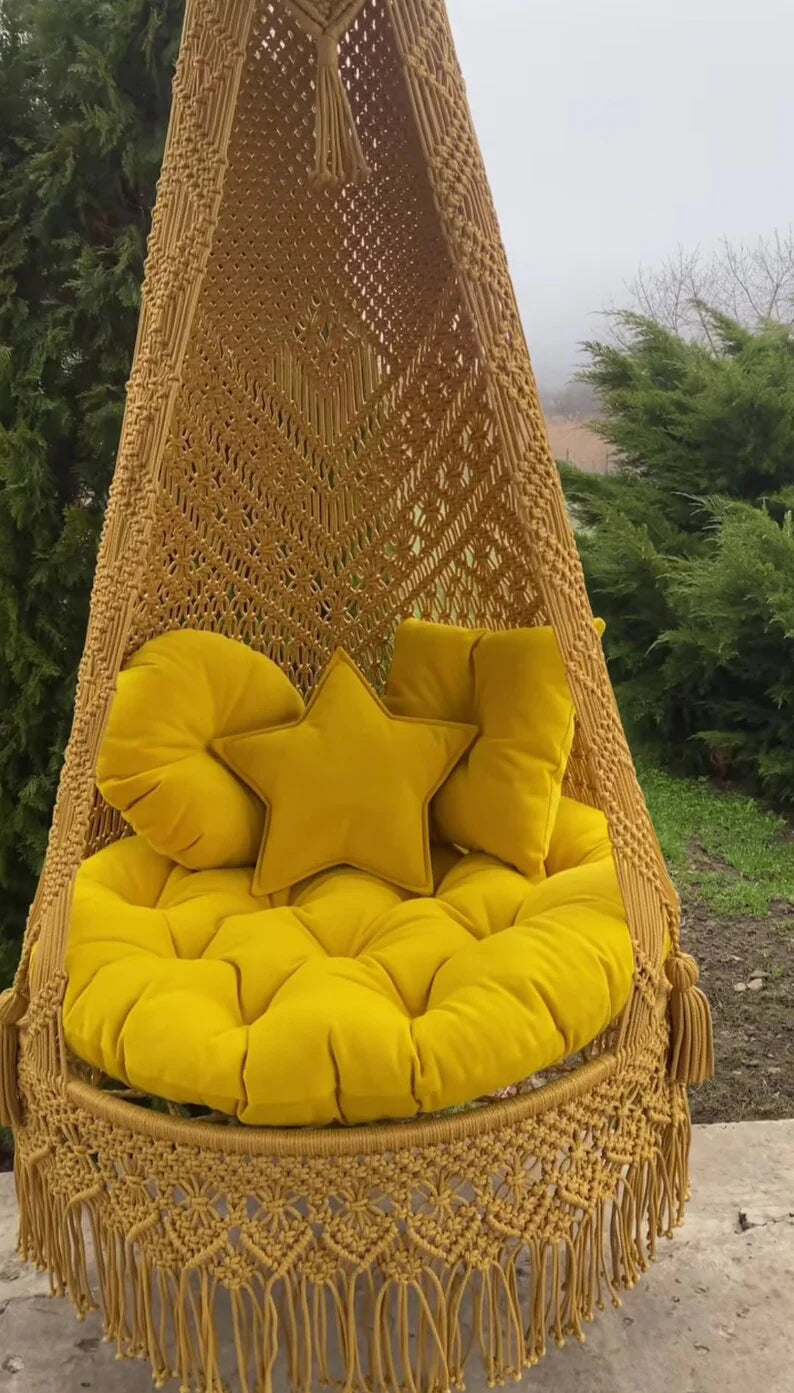 Sunkissed Macrame Swing for Bedroom Decor