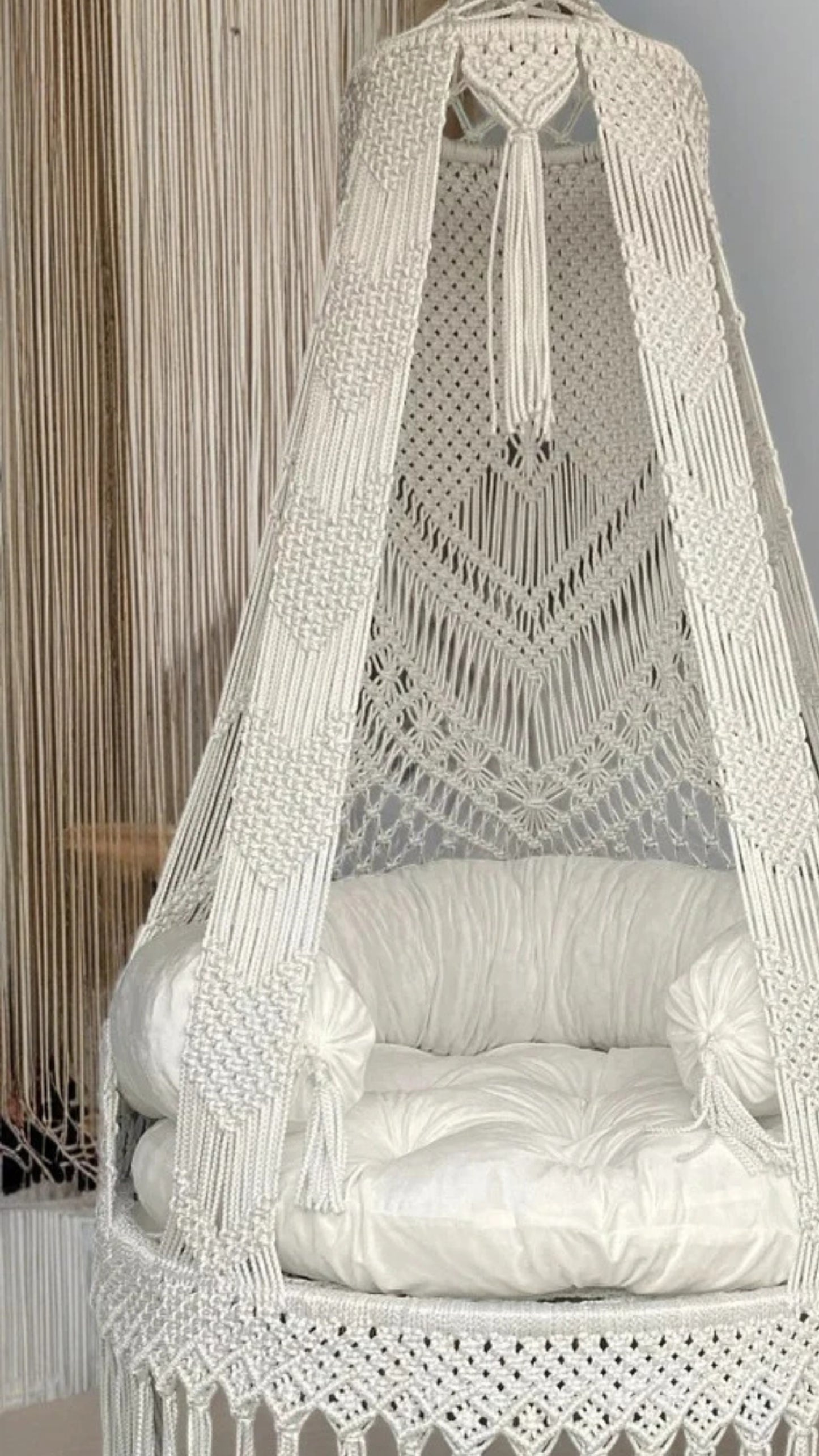 Dreamy White Macrame Swing