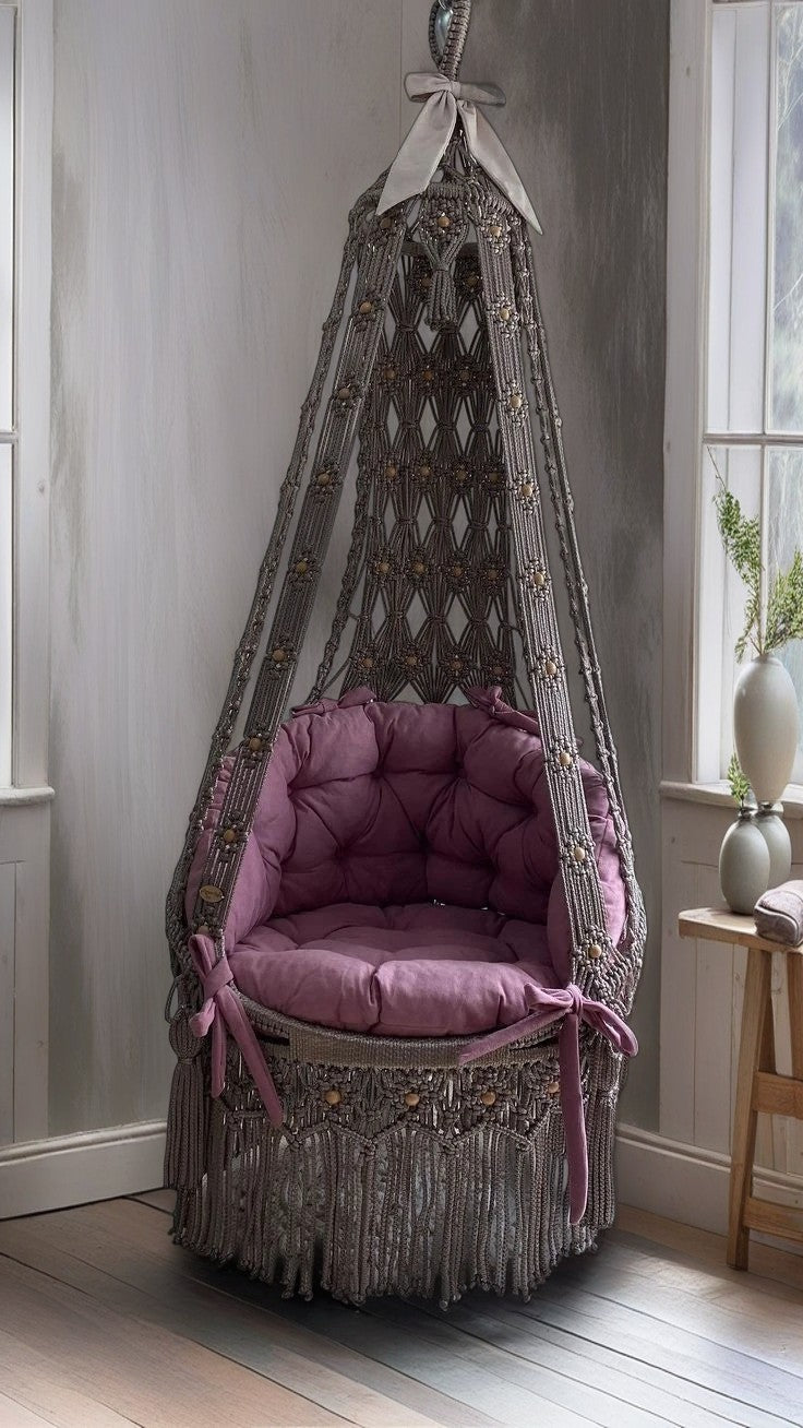 Lavender Macrame swing chair for outdoor
