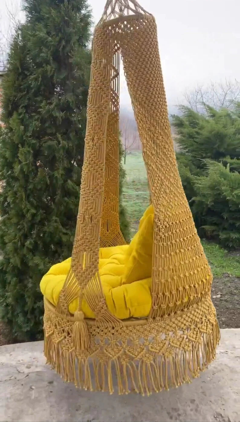 Sunkissed Macrame Swing for Bedroom Decor
