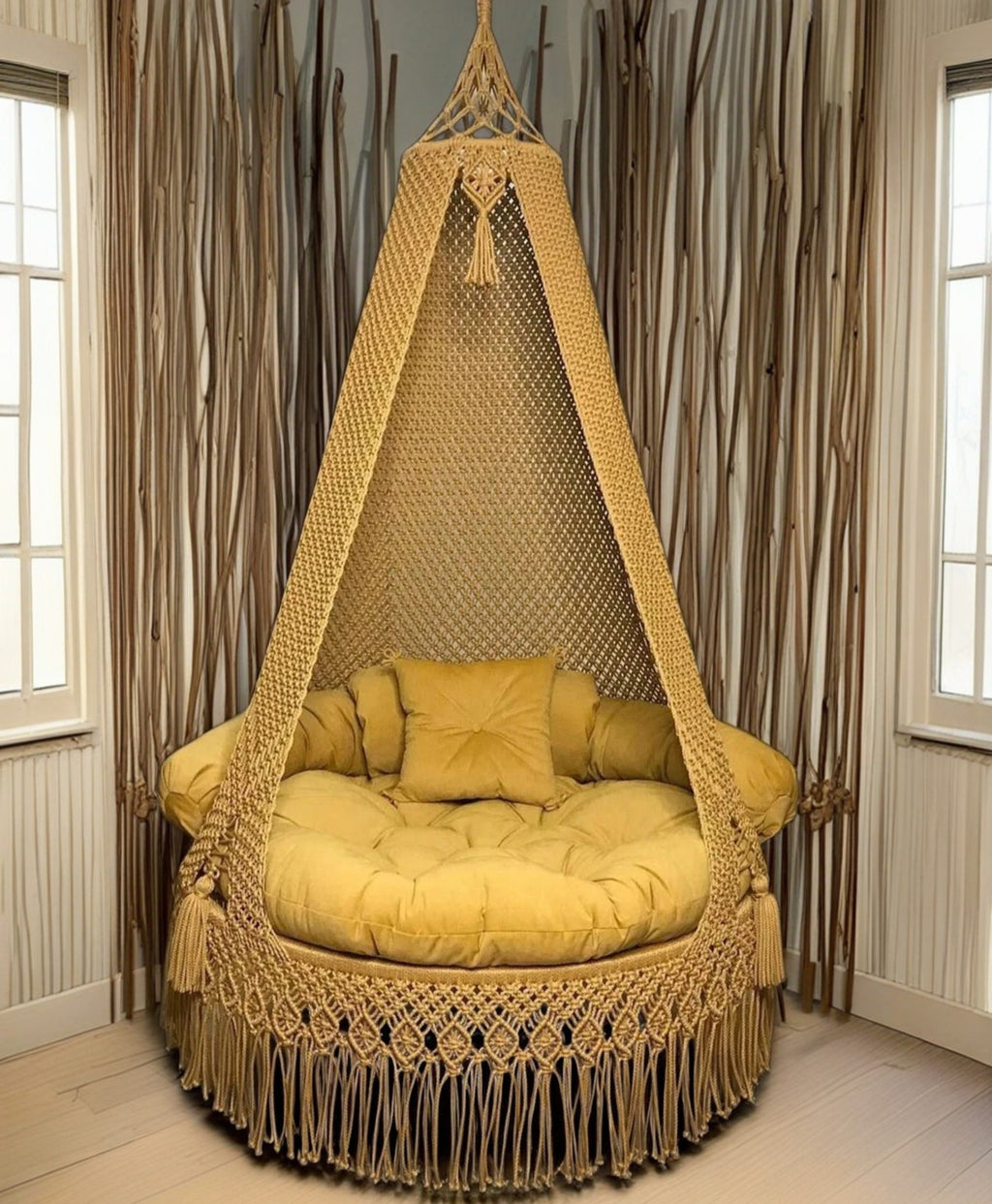 Outdoor Mustard Yellow Macrame swings