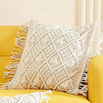 Soft White Macrame Decorative Cushion