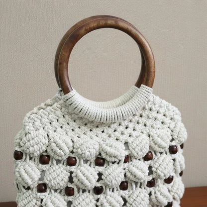 Elegant White Macrame Handbag