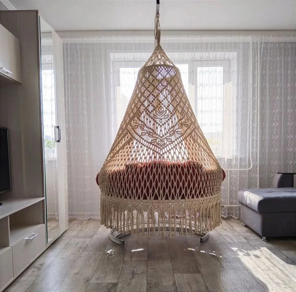 Rose macrame Double seater swing
