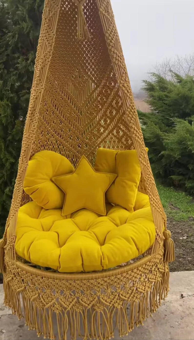 Sunkissed Macrame Swing for Bedroom Decor