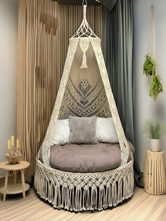 Warm Chestnut Macrame Swing