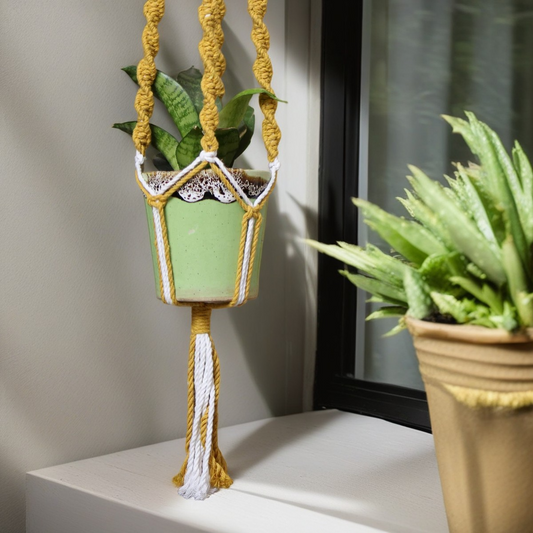 Handmade Two-Tone Macrame Plant Hanger