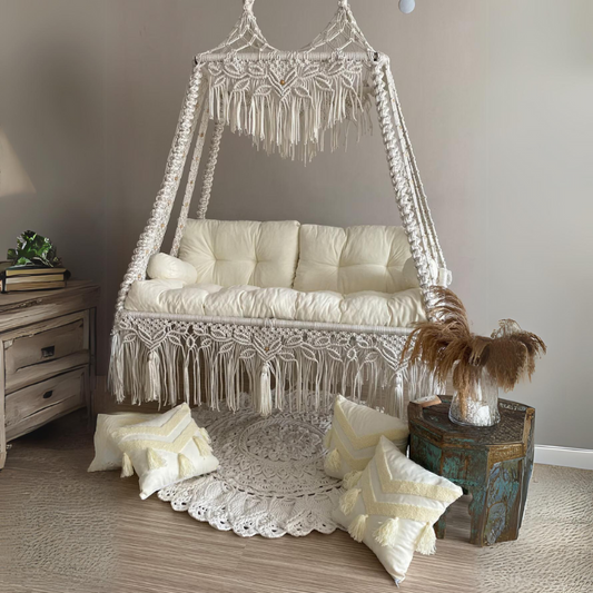 Handmade Macrame Swing Sofa – Boho Chic Hanging Couch