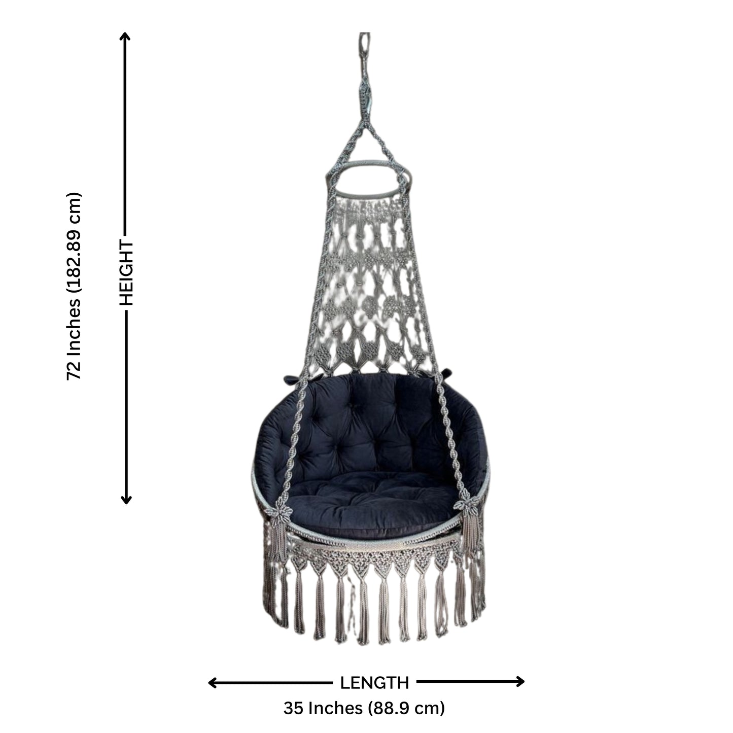 Stormy Blue Macrame Swing