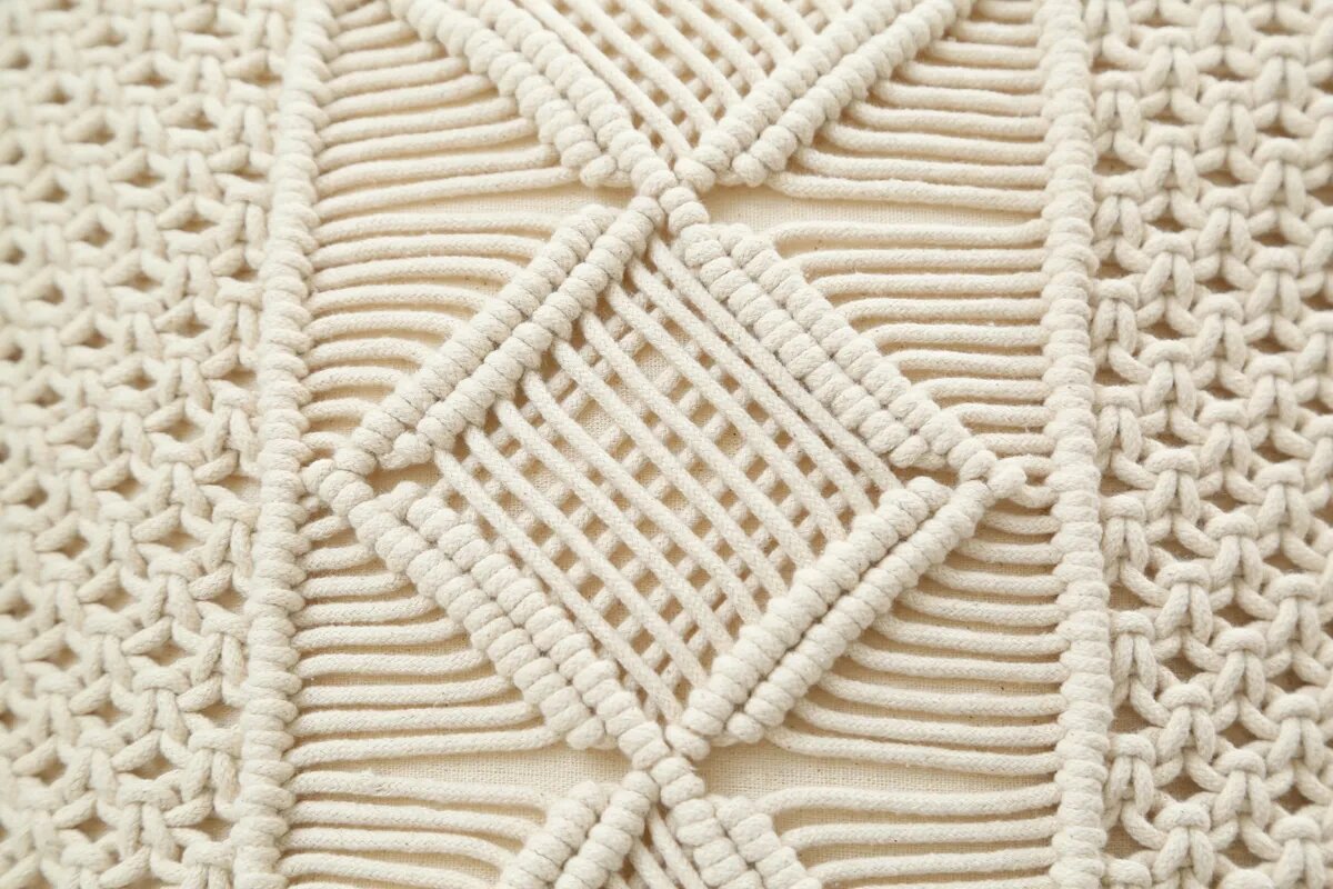 White Macrame Decorative Cushion