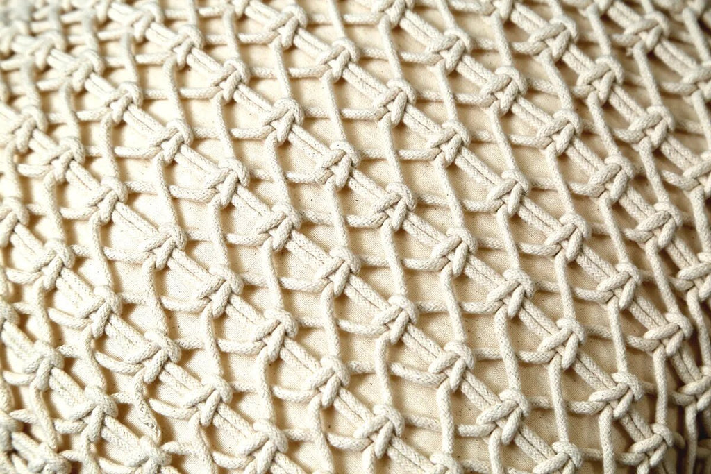 Handmade White Macrame Pillow