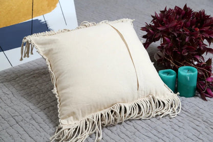 White Macrame Decorative Cushion