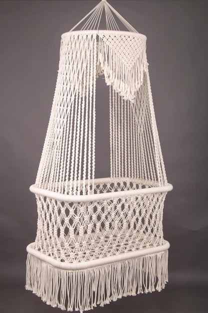 Handmade Macrame Baby Cradle – Boho Hanging Bassinet