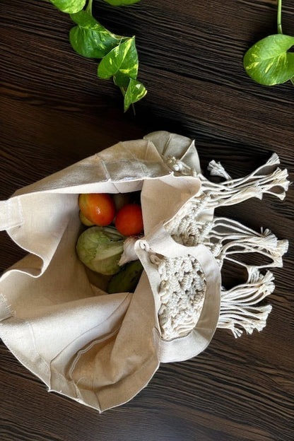 Handmade White Macrame Tote