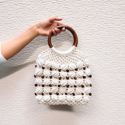 Elegant White Macrame Handbag