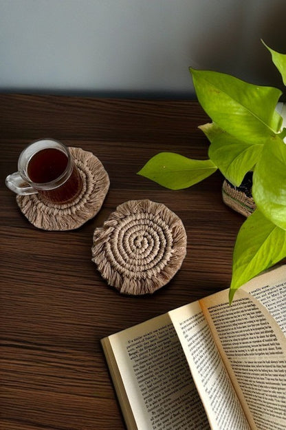 Rustic Brown Macramé Coasters