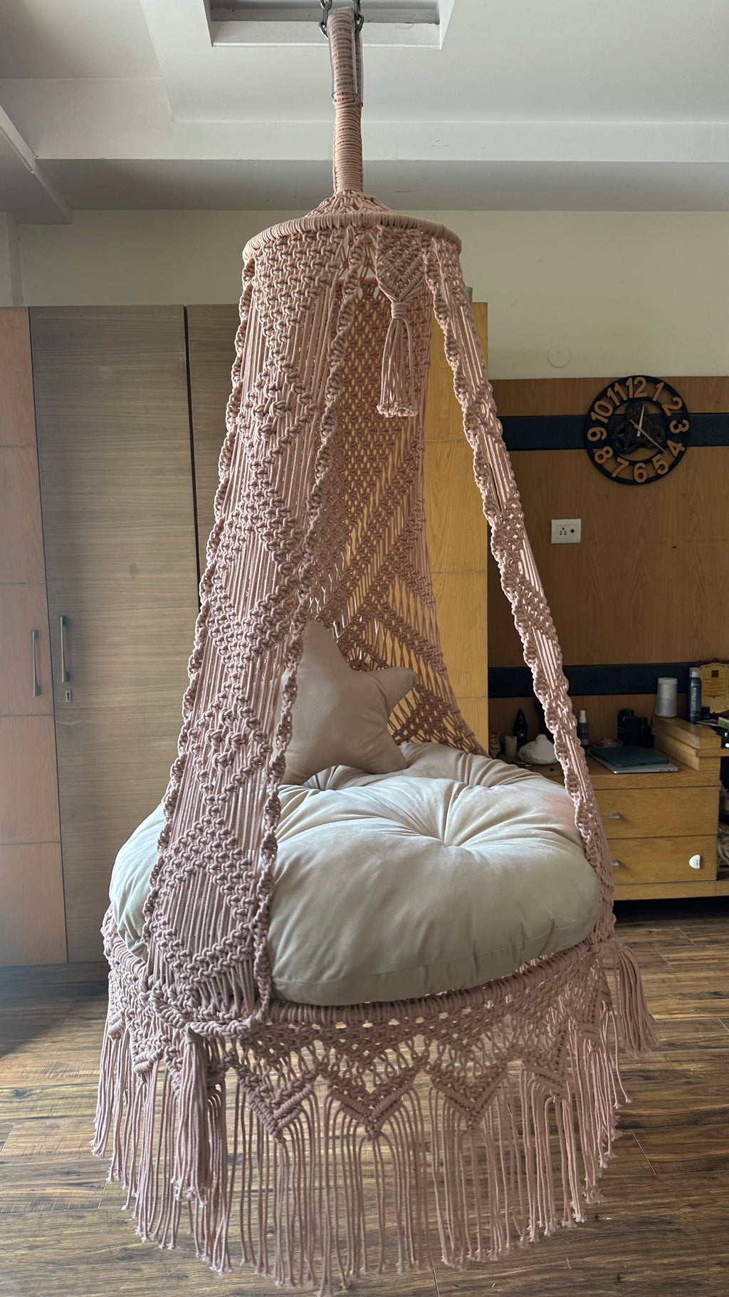 Blush Macrame single Seater swing for adults